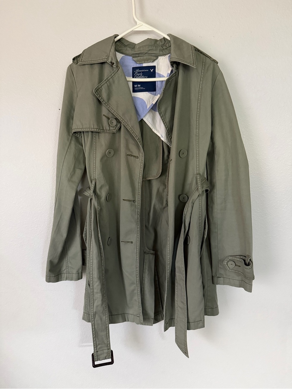 American Eagle Outfitters Olive Green Trench Coat